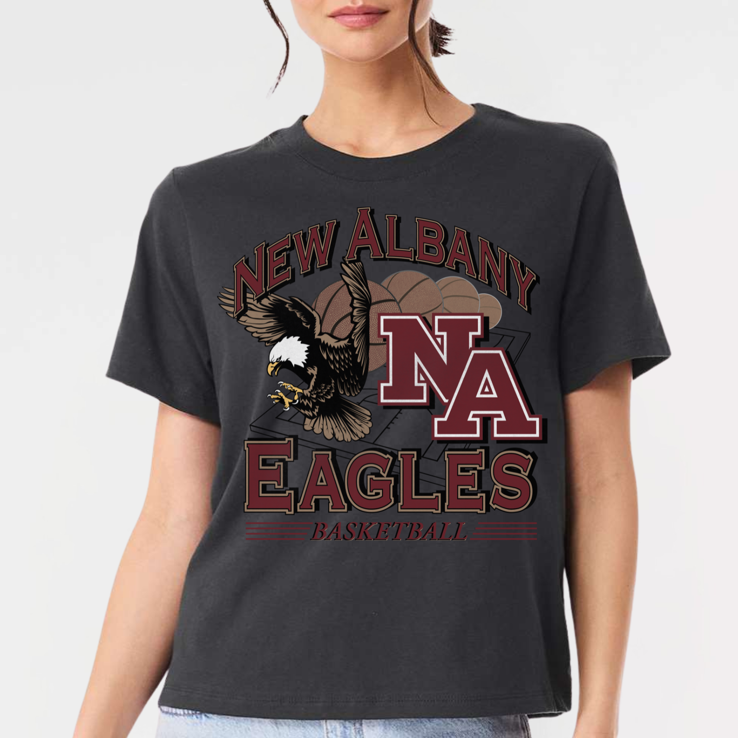 NAGTB: New Albany Basketball Vintage Graphic Women's 6oz Heavyweight T-Shirt