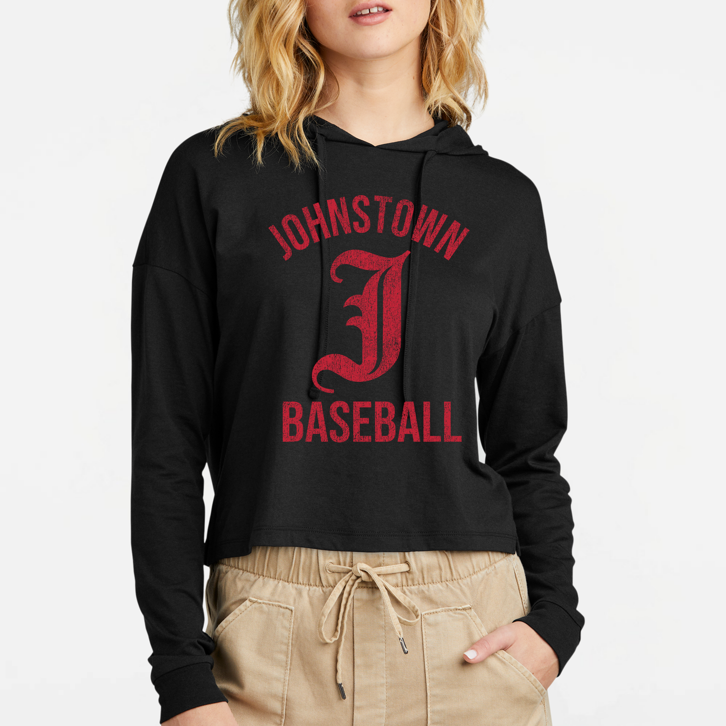 JTB: Old English J Women's Triblend Long Sleeve Hooded T-Shirt *Distressed Print*