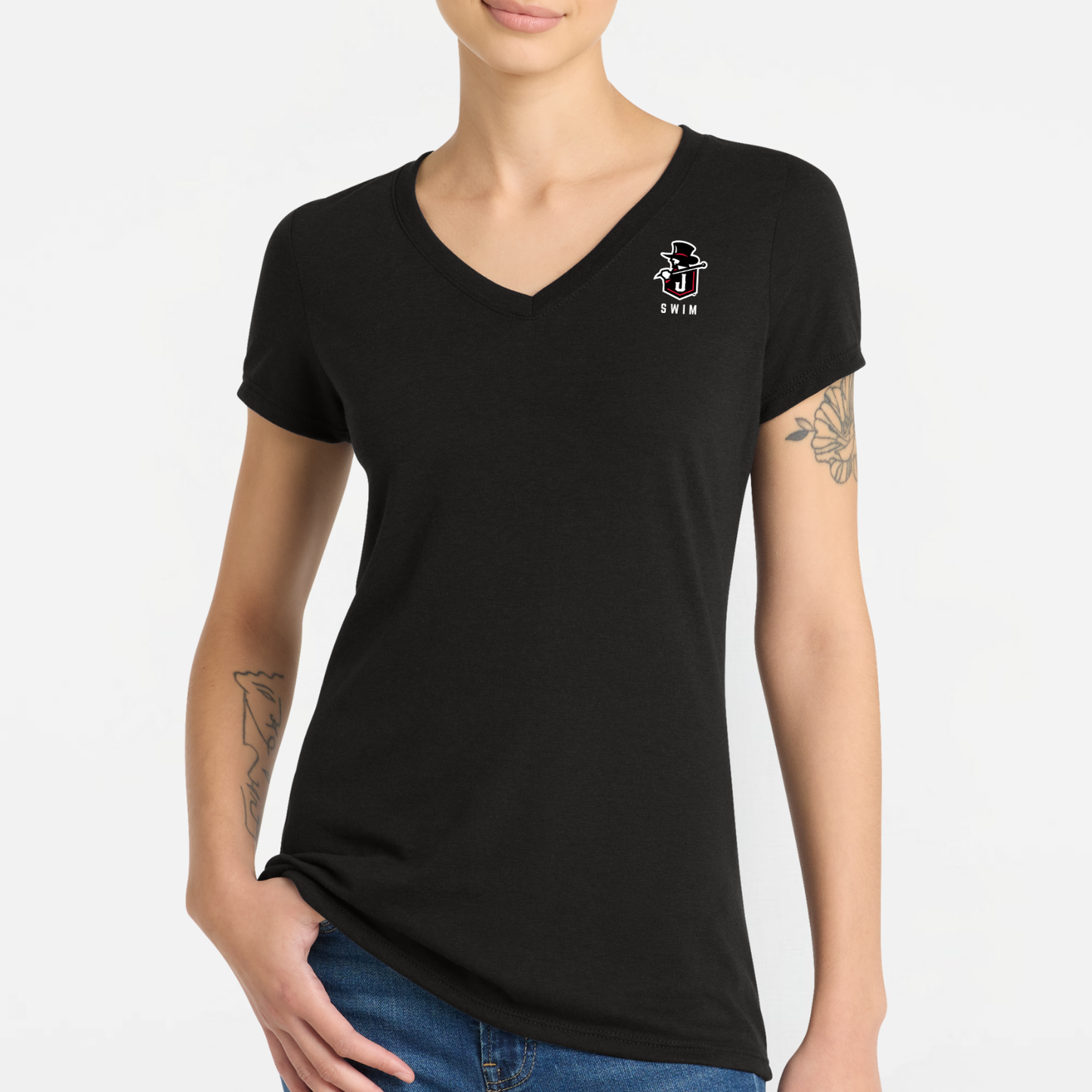 JS: Johnstown Swim Women's Blended Short Sleeve V-Neck T-Shirt