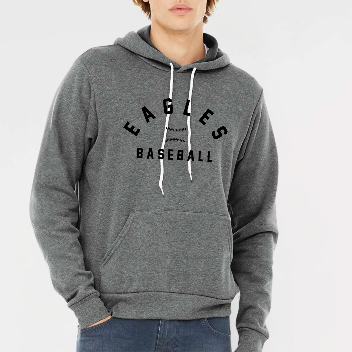 Powell Eagles: Stitched Baseball Sponge Fleece Hooded Sweatshirt