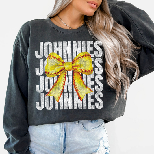 JYAA: Johnnies Softball Bow *distressed* Sweatshirt