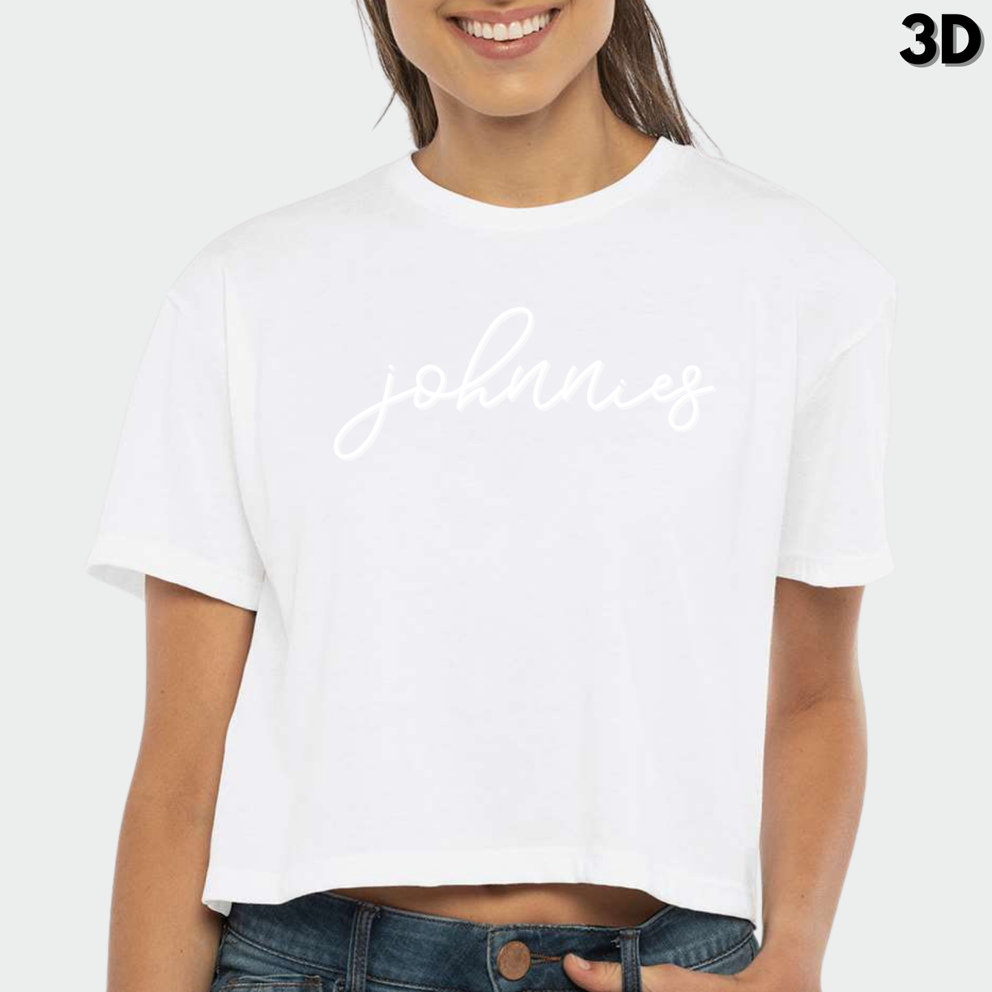 JYAA: Johnnies Thin Script Crop Top *3D*
