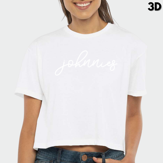 JYAA: Johnnies Thin Script Crop Top *3D*