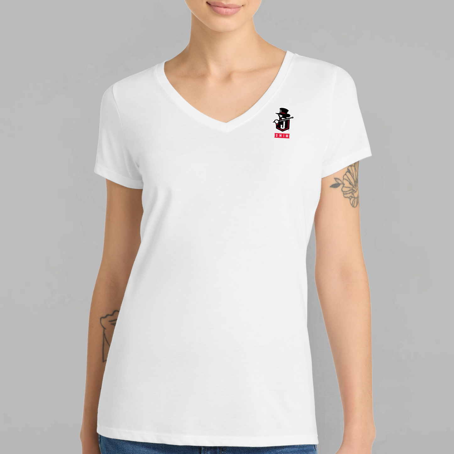 JS: Johnstown Swim Women's Blended Short Sleeve V-Neck T-Shirt
