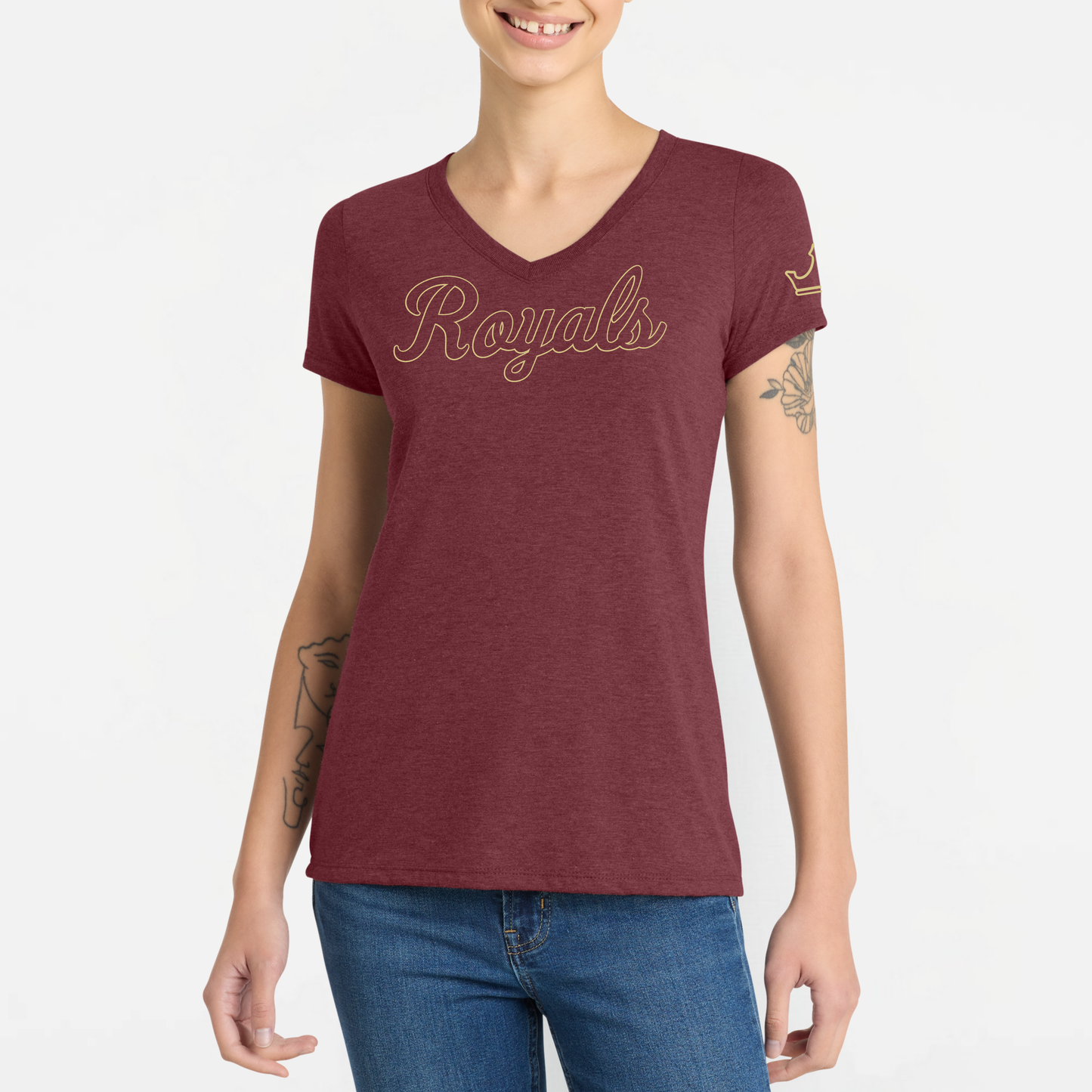 TCR: Royals Scrip, Women's Triblend V-Neck Tee
