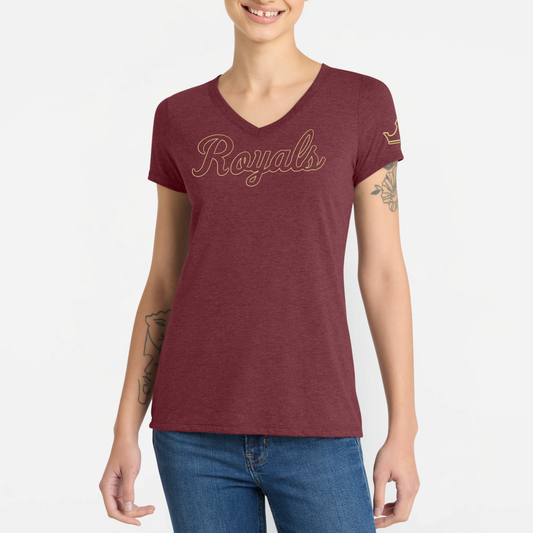 TCR: Royals Scrip, Women's Triblend V-Neck Tee