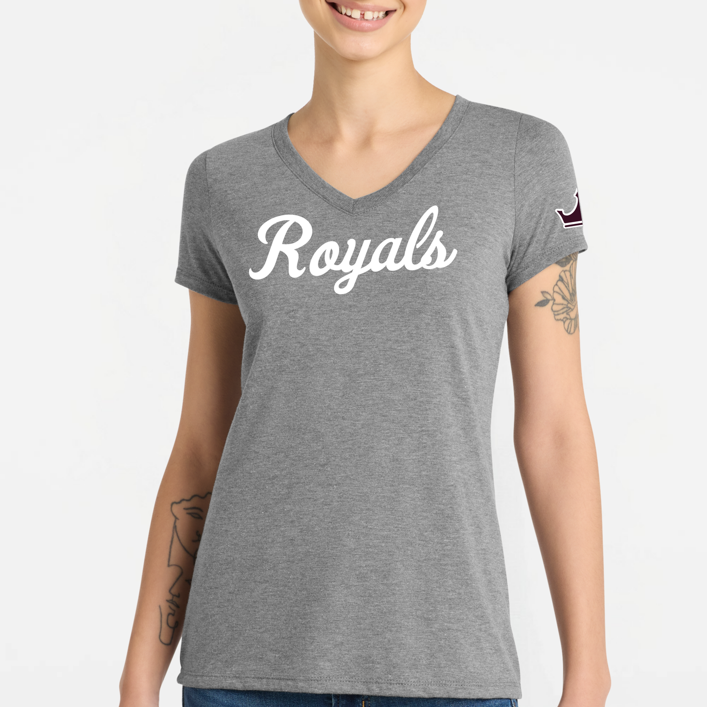 TCR: Royals Scrip, Women's Triblend V-Neck Tee