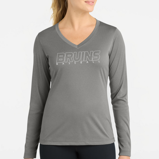 BRUINS: Women's V-Neck Long Sleeve Tech Tee