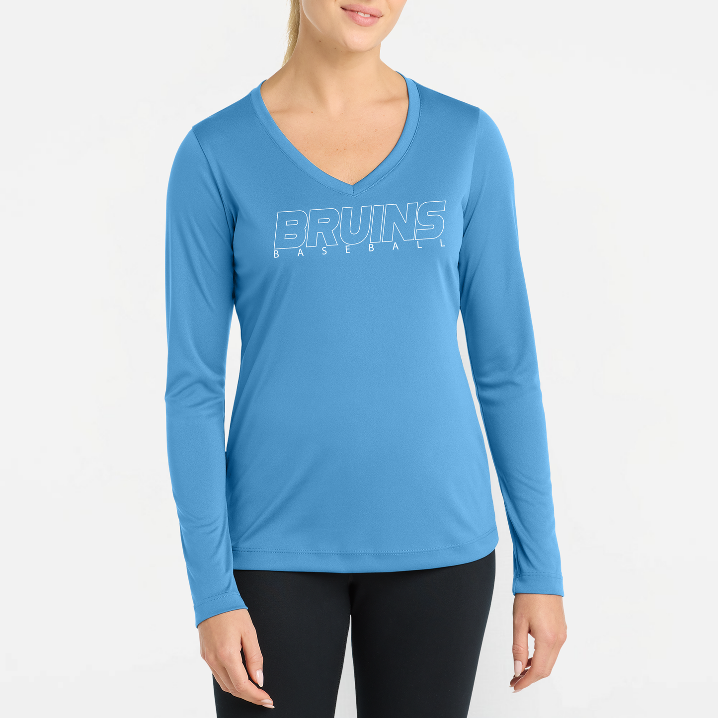 BRUINS: Women's V-Neck Long Sleeve Tech Tee