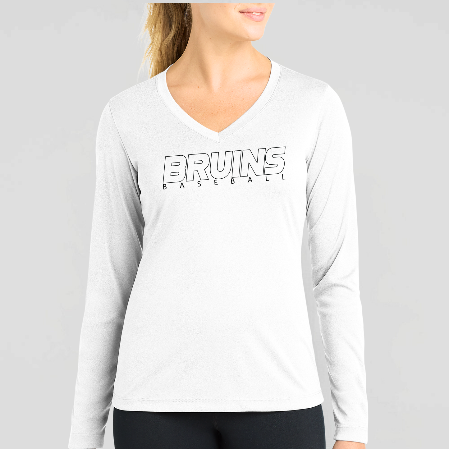BRUINS: Women's V-Neck Long Sleeve Tech Tee