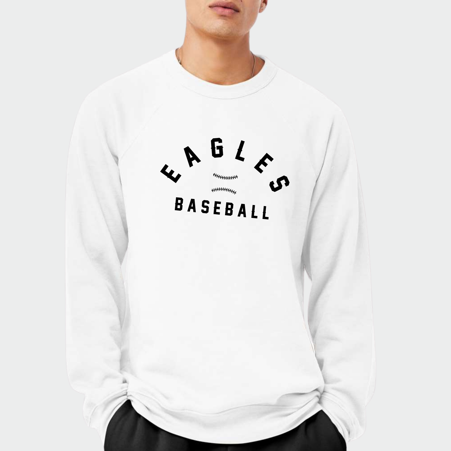 Powell Eagles: Stitched Baseball Sponge Fleece Crew Sweatshirt