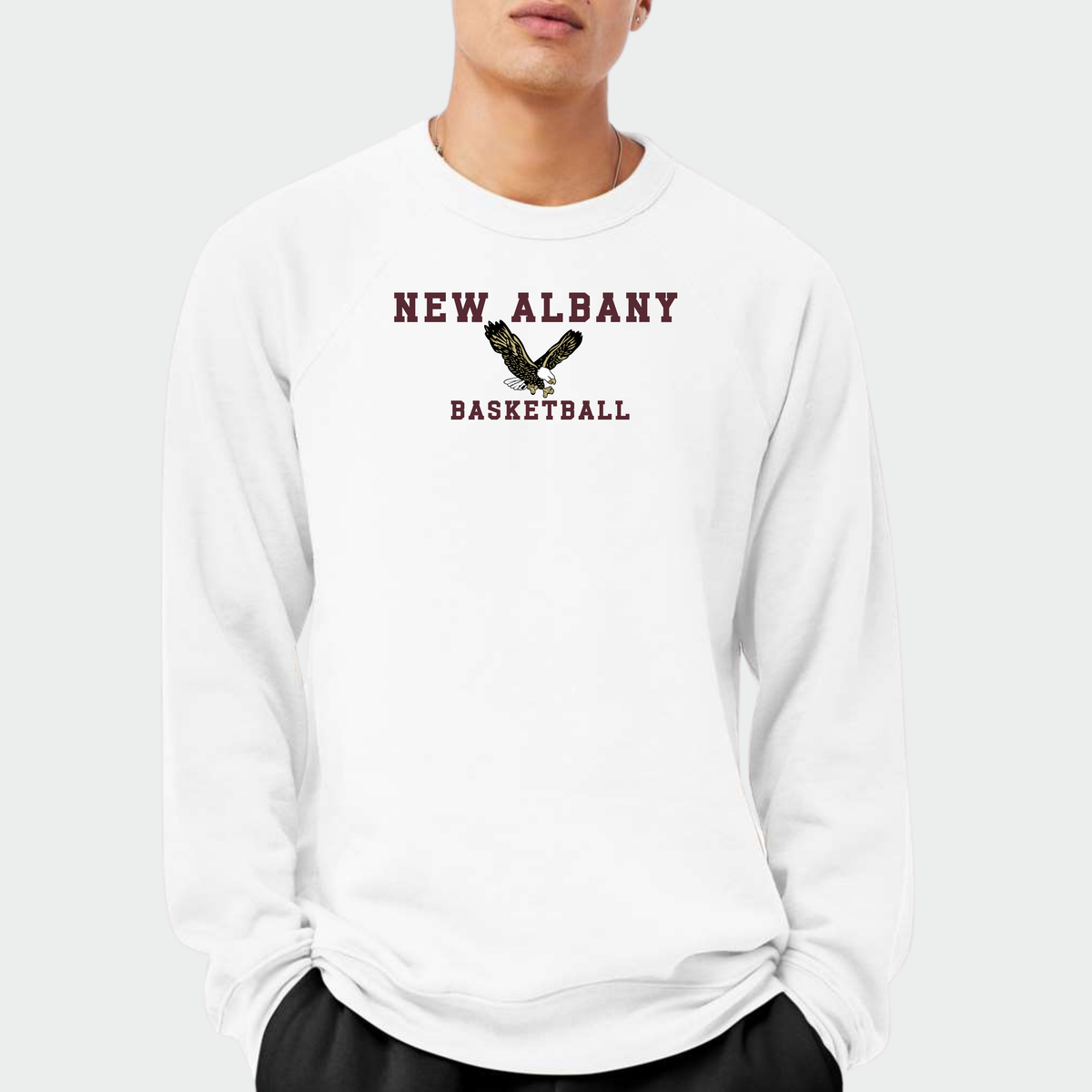 NAGTB: New Albany Basketball, Raglan Sponge Fleece Crew Sweatshirt