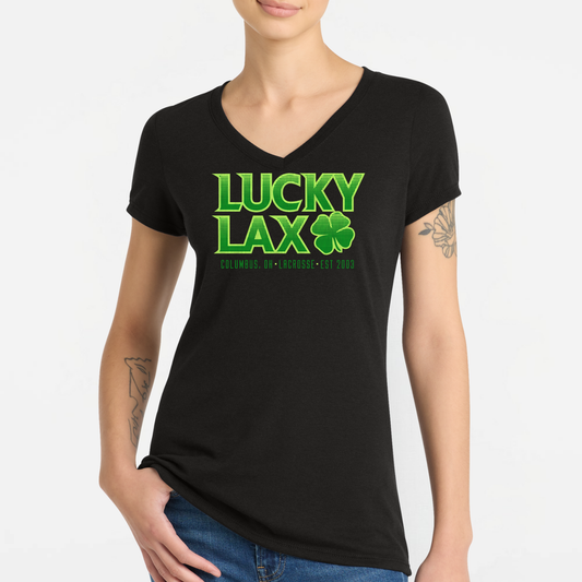 LuckyLax: Women's Blended Short Sleeve V-Neck T-Shirt