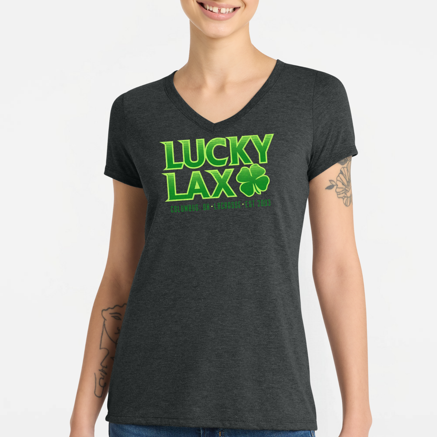 LuckyLax: Women's Blended Short Sleeve V-Neck T-Shirt