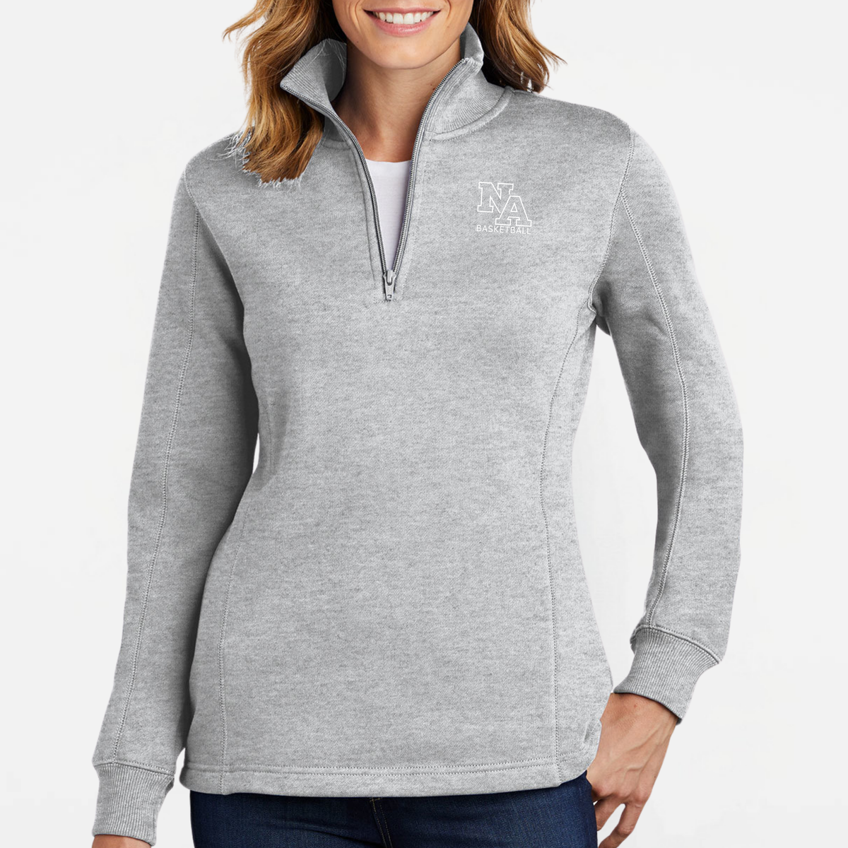 NAGTB: NA Basketball, Embroidered, Women's Quarter-Zip Sweatshirt
