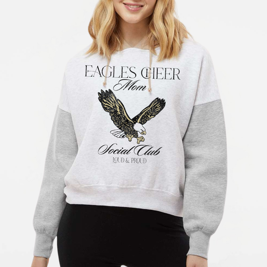 NAYCHEER: Eagles Cheer Mom Social Club Boxy Crop Hooded Sweatshirt