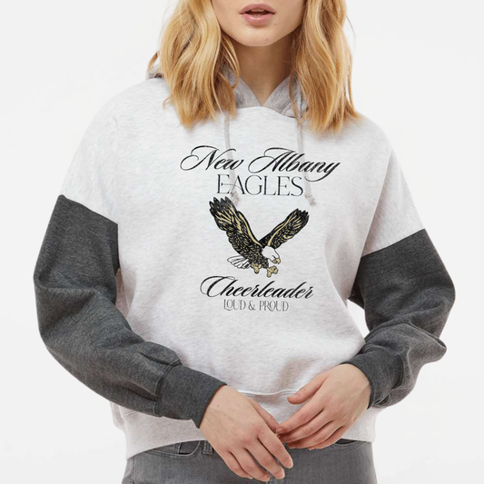 NAYCHEER: New Albany Eagles Cheerleader Boxy Crop Hooded Sweatshirt