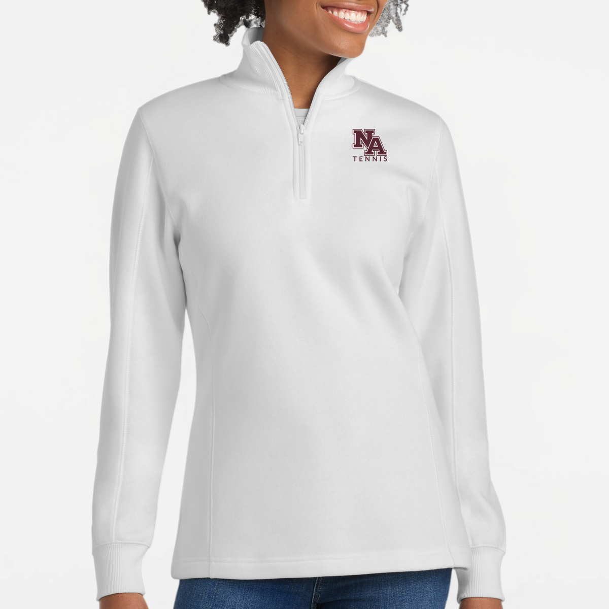 NATennis: NA Tennis, Embroidered, Women's Quarter-Zip Sweatshirt