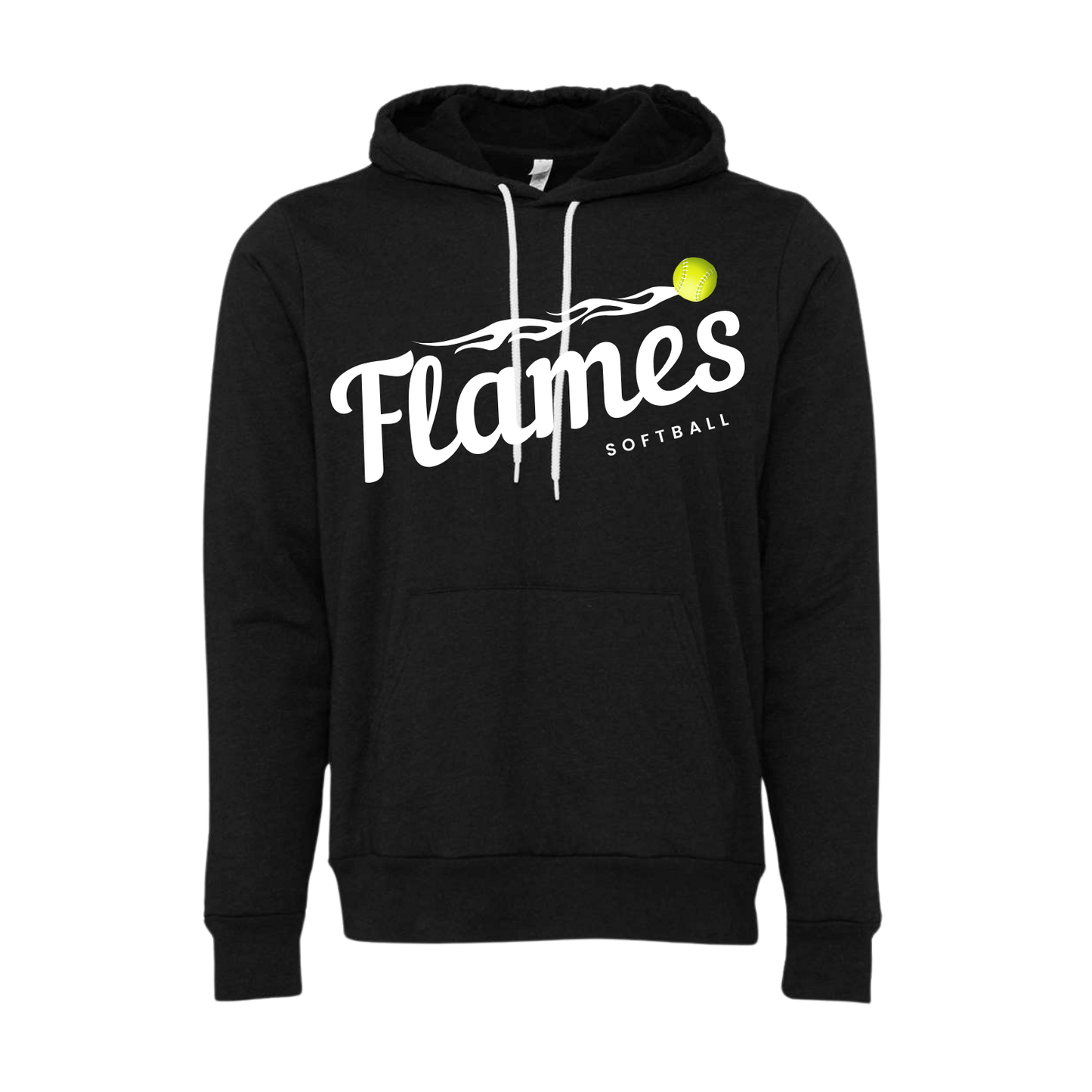 Flames Softball: Unisex Sponge Fleece Hooded Sweatshirt