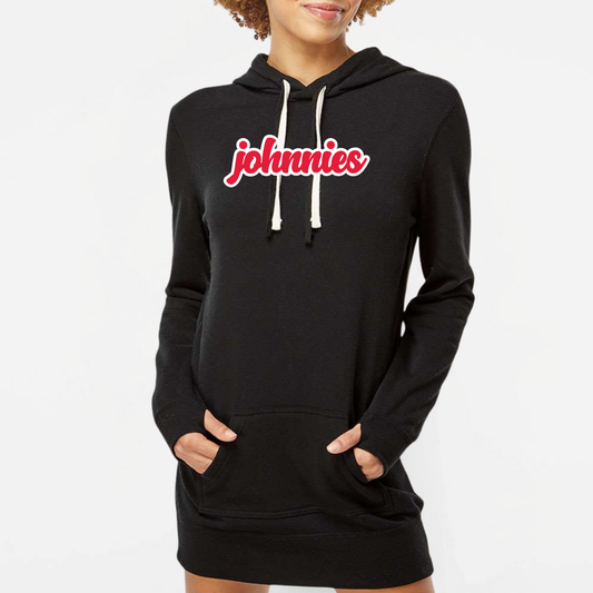 JYAA: Johnnies Chunky Script Hooded Sweatshirt Dress