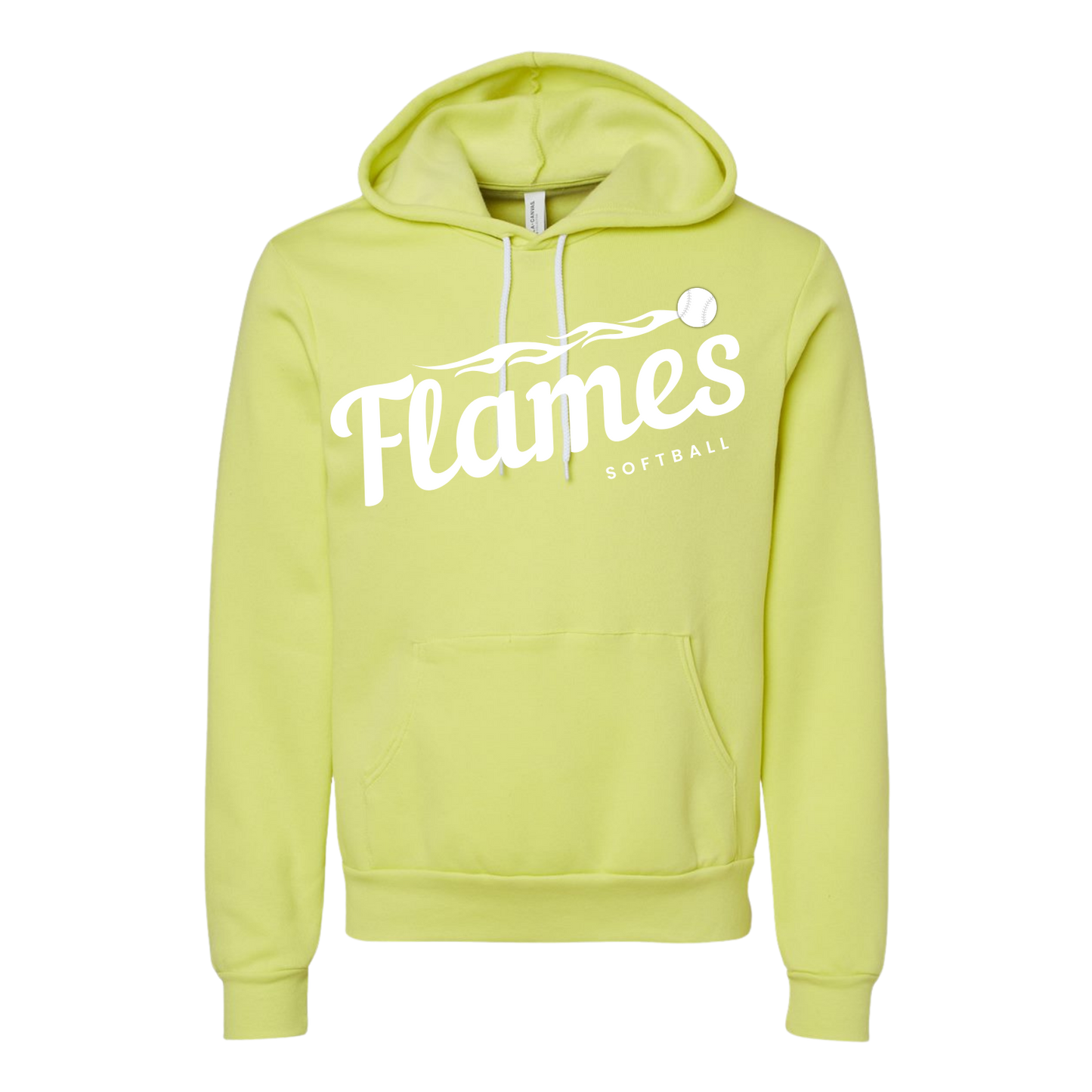 Flames Softball: Unisex Sponge Fleece Hooded Sweatshirt