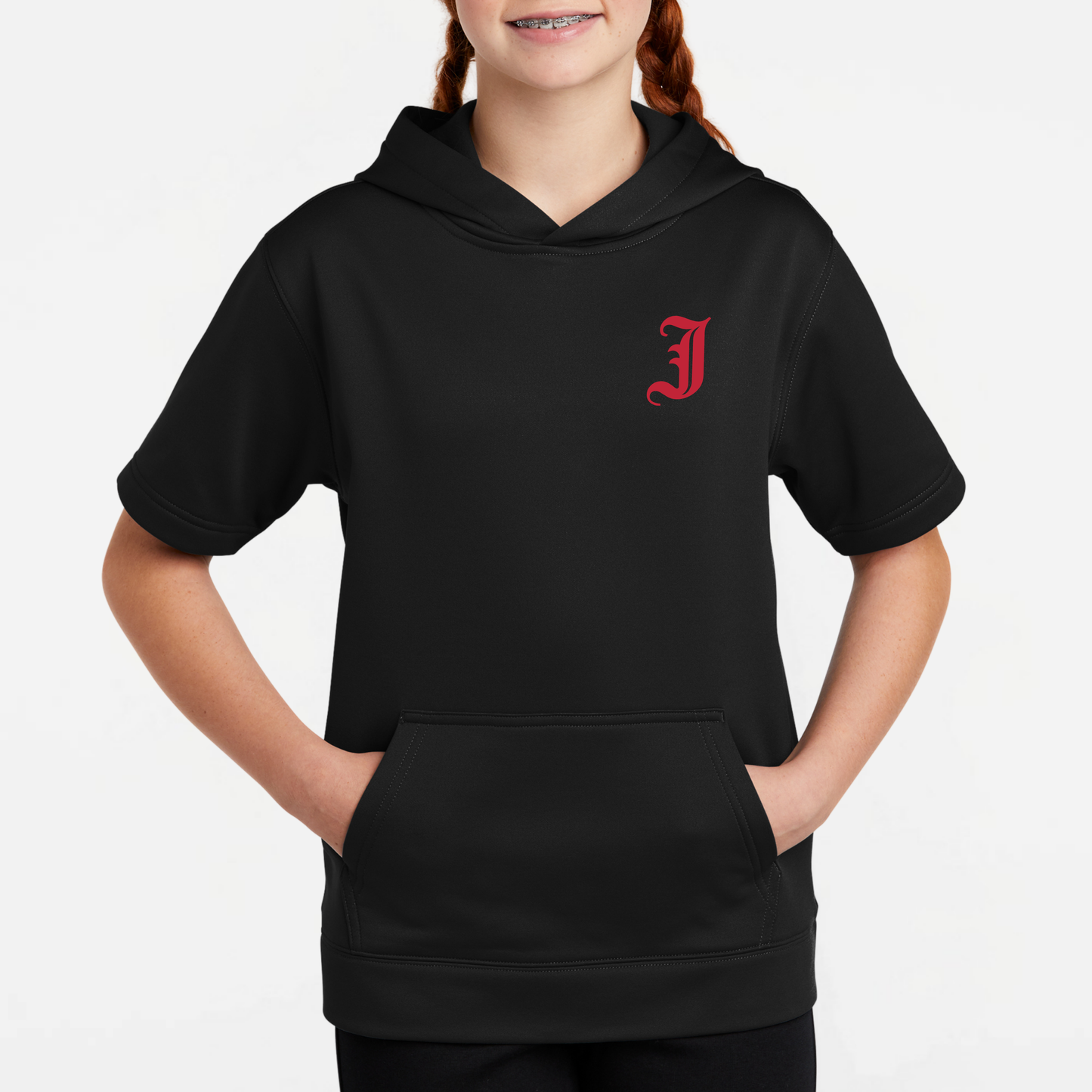 JTB: Old English J Short Sleeve Hooded Tech Sweatshirt