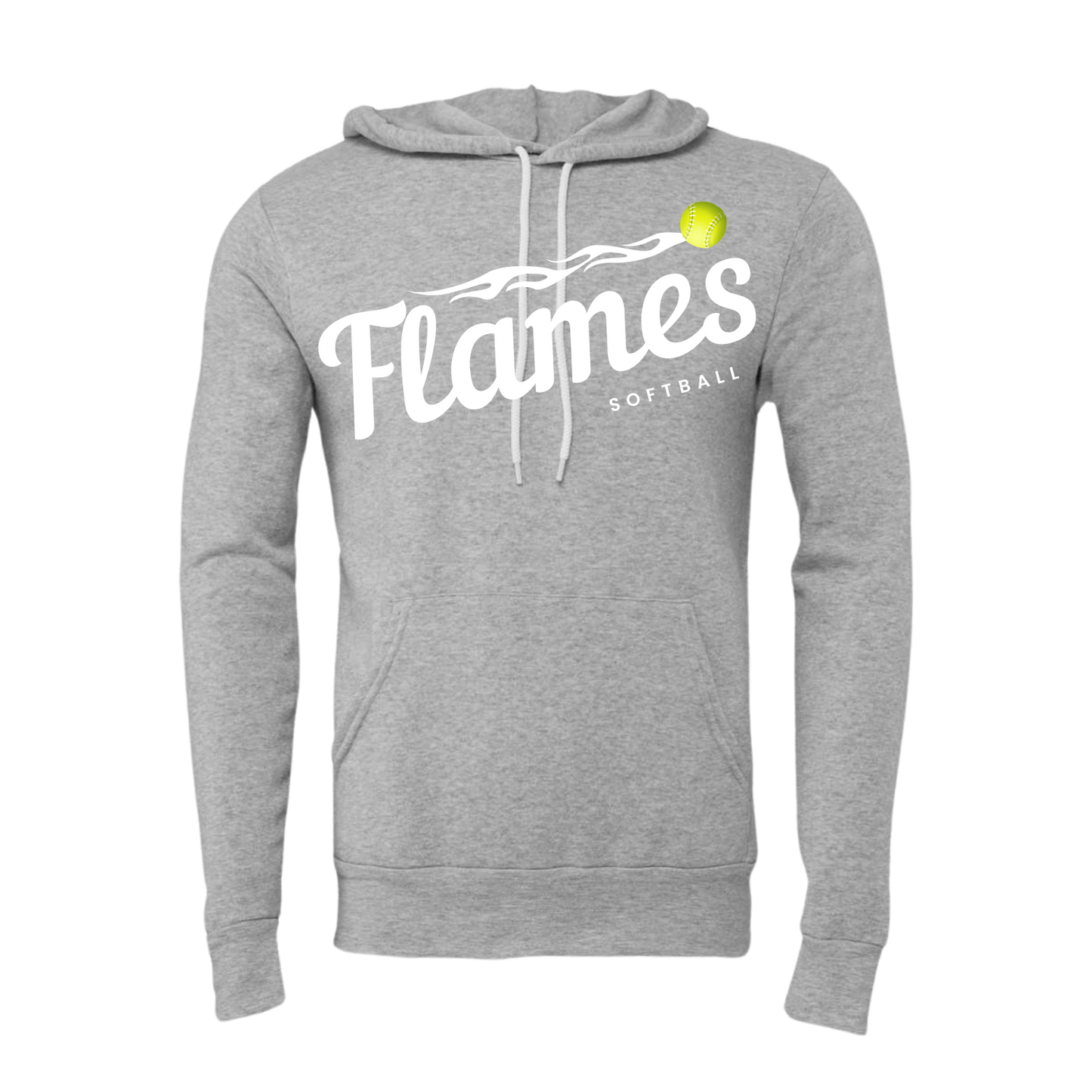 Flames Softball: Unisex Sponge Fleece Hooded Sweatshirt