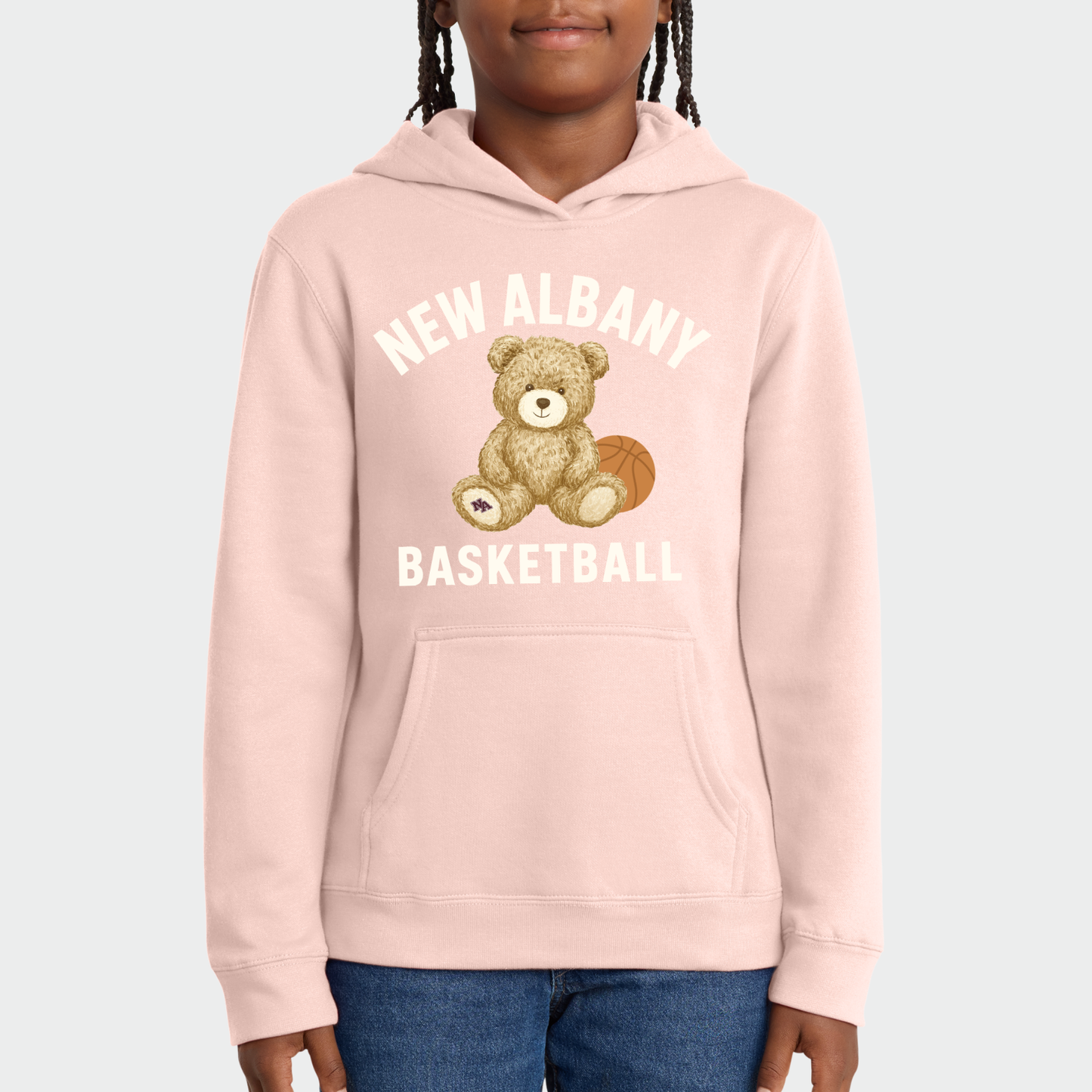 NAGTB: New Albany Basketball Teddy Bear Hooded Sweatshirt