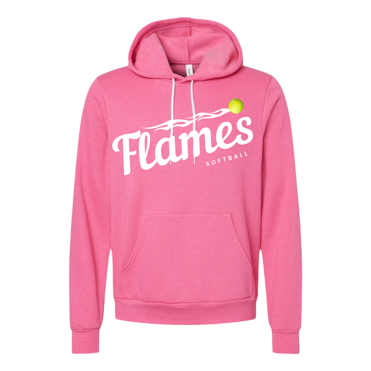 Flames Softball: Unisex Sponge Fleece Hooded Sweatshirt