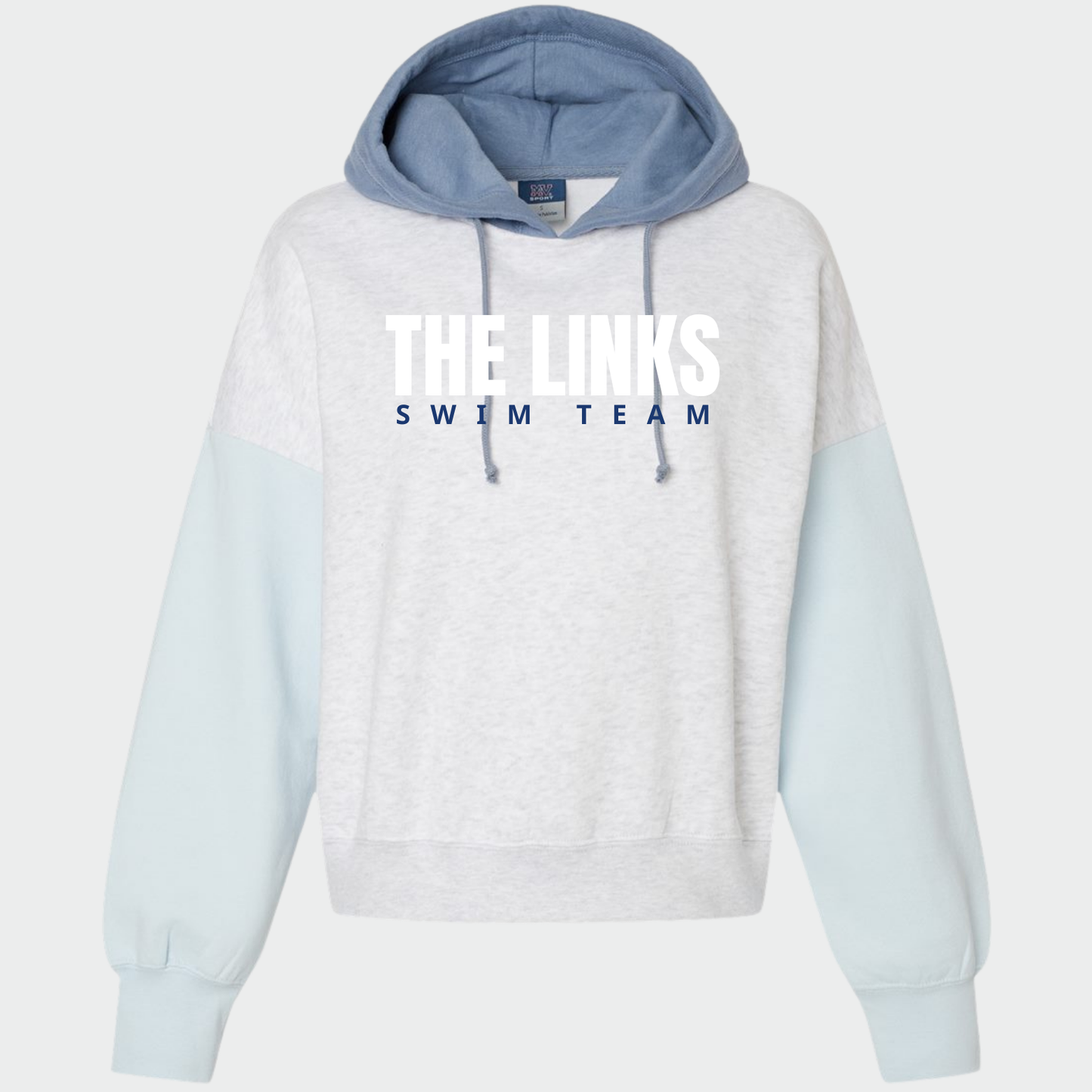 LINKSWIM: Colorblock Boxy Crop Hooded Sweatshirt