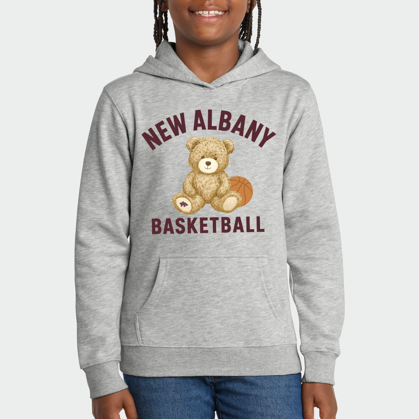 NAGTB: New Albany Basketball Teddy Bear Hooded Sweatshirt