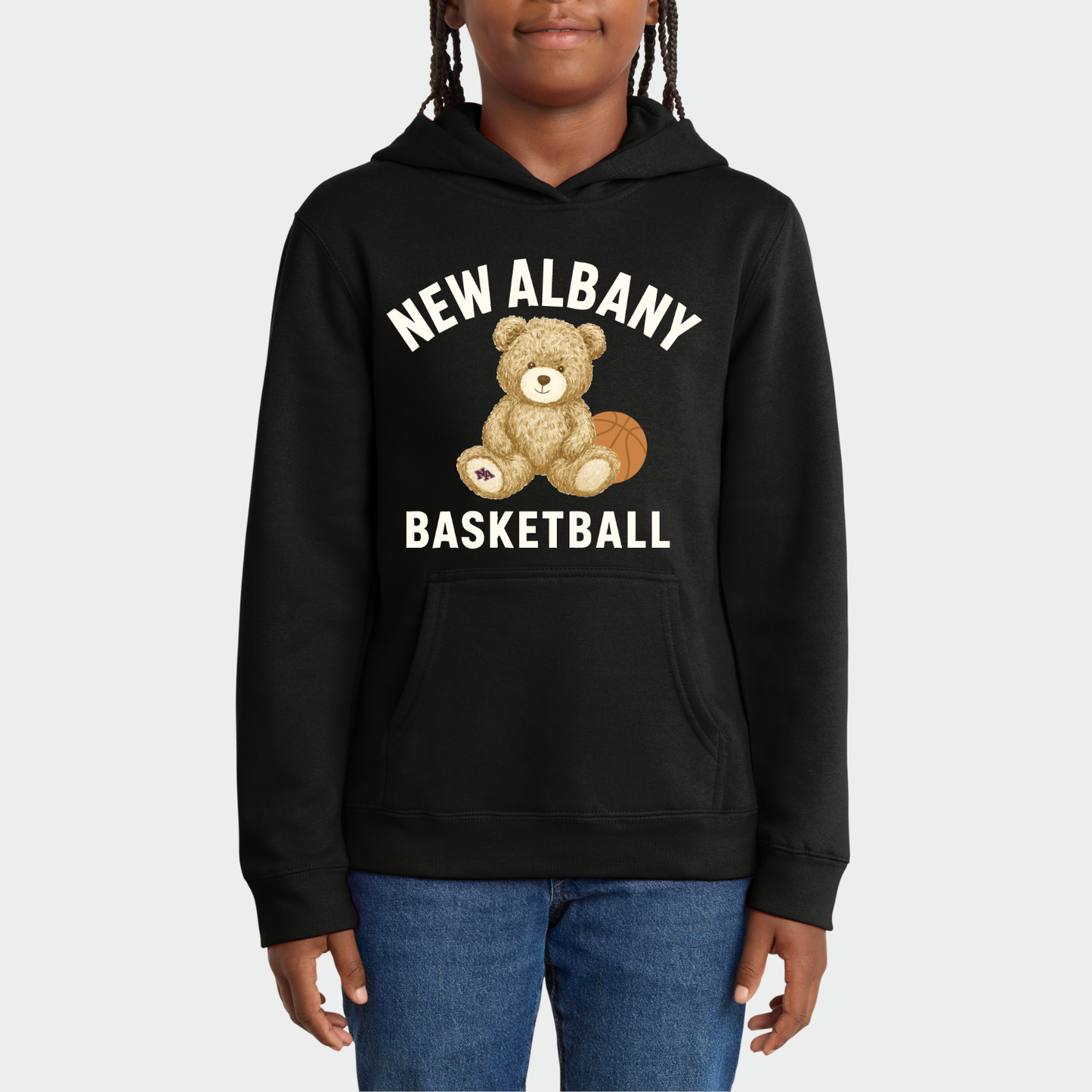 NAGTB: New Albany Basketball Teddy Bear Hooded Sweatshirt