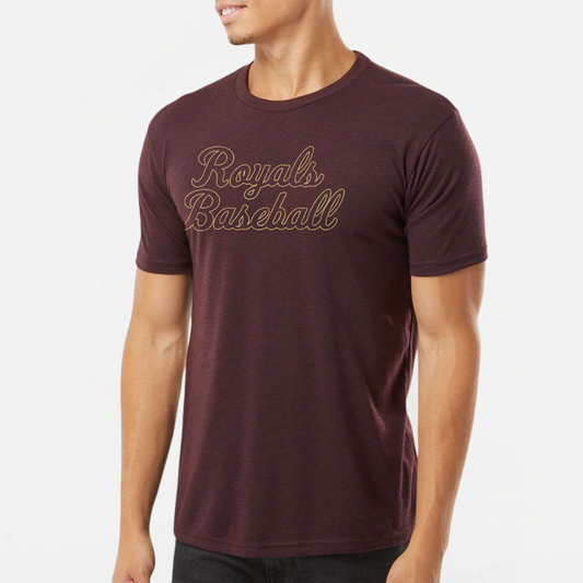 TCR: Royals Baseball Script, Triblend Tee *Distressed Print*