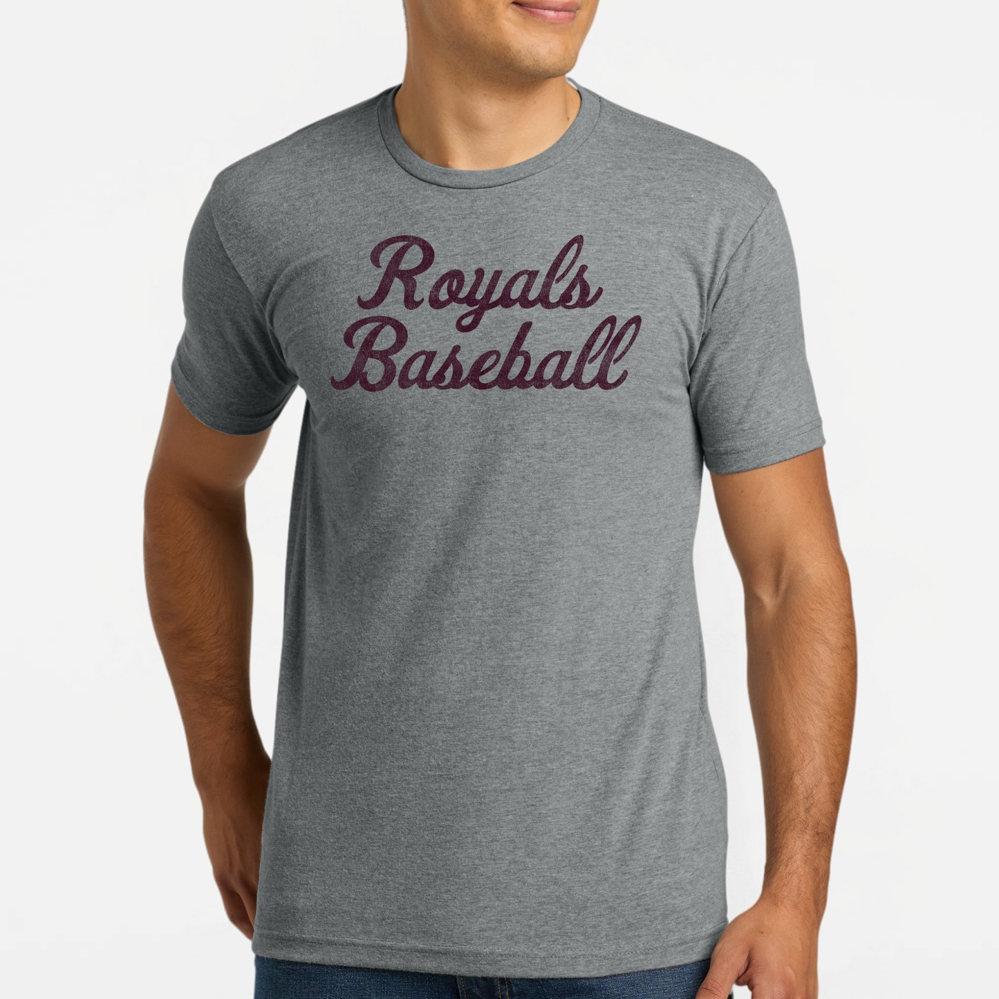 TCR: Royals Baseball Script, Triblend Tee *Distressed Print*