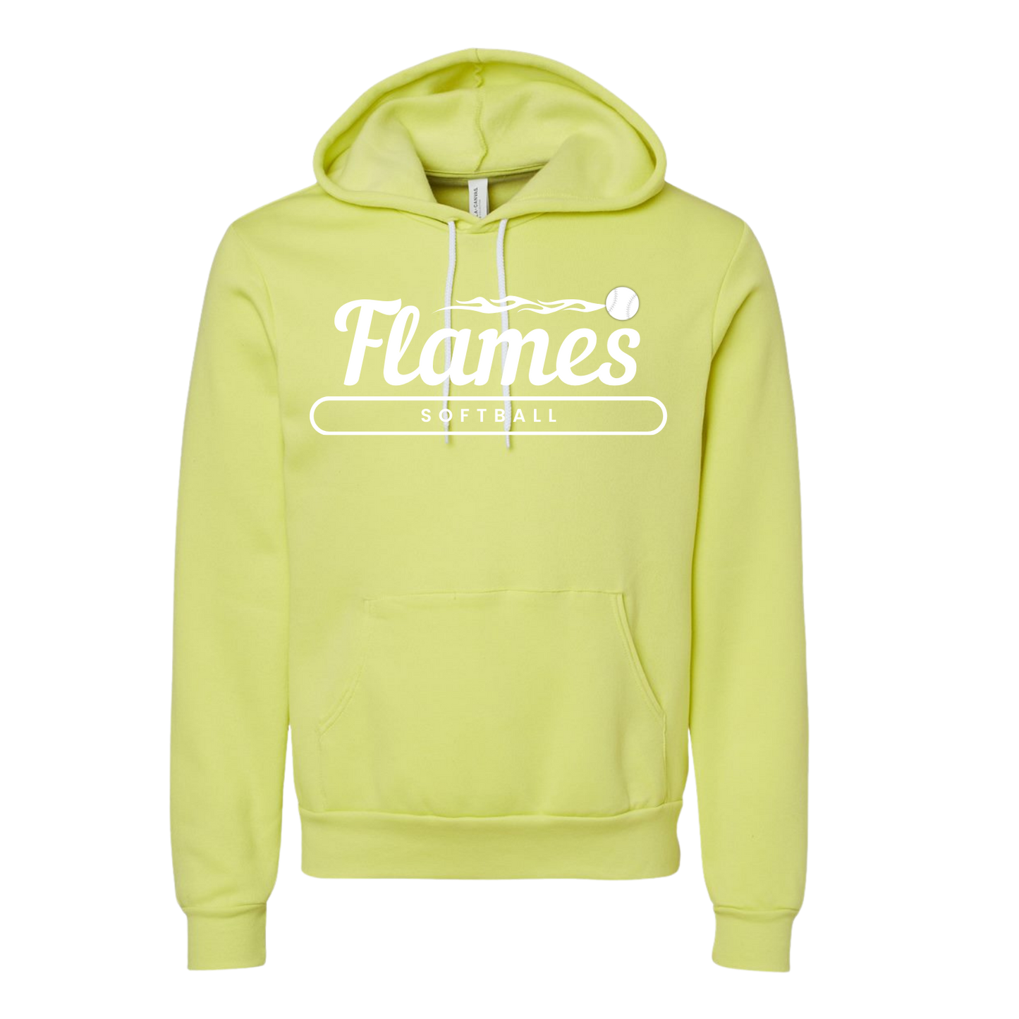 Flames Softball: Unisex Sponge Fleece Hooded Sweatshirt