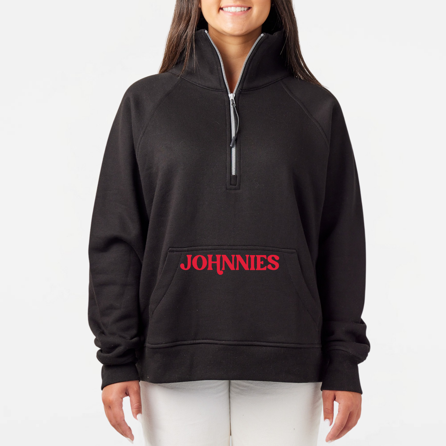 JYAA: Johnnies Women's Boxy Half Zip Sweatshirt