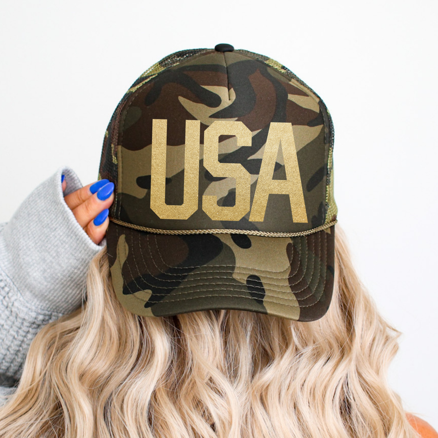 PATRIOTIC: USA Gold Foil Foam Trucker Hat