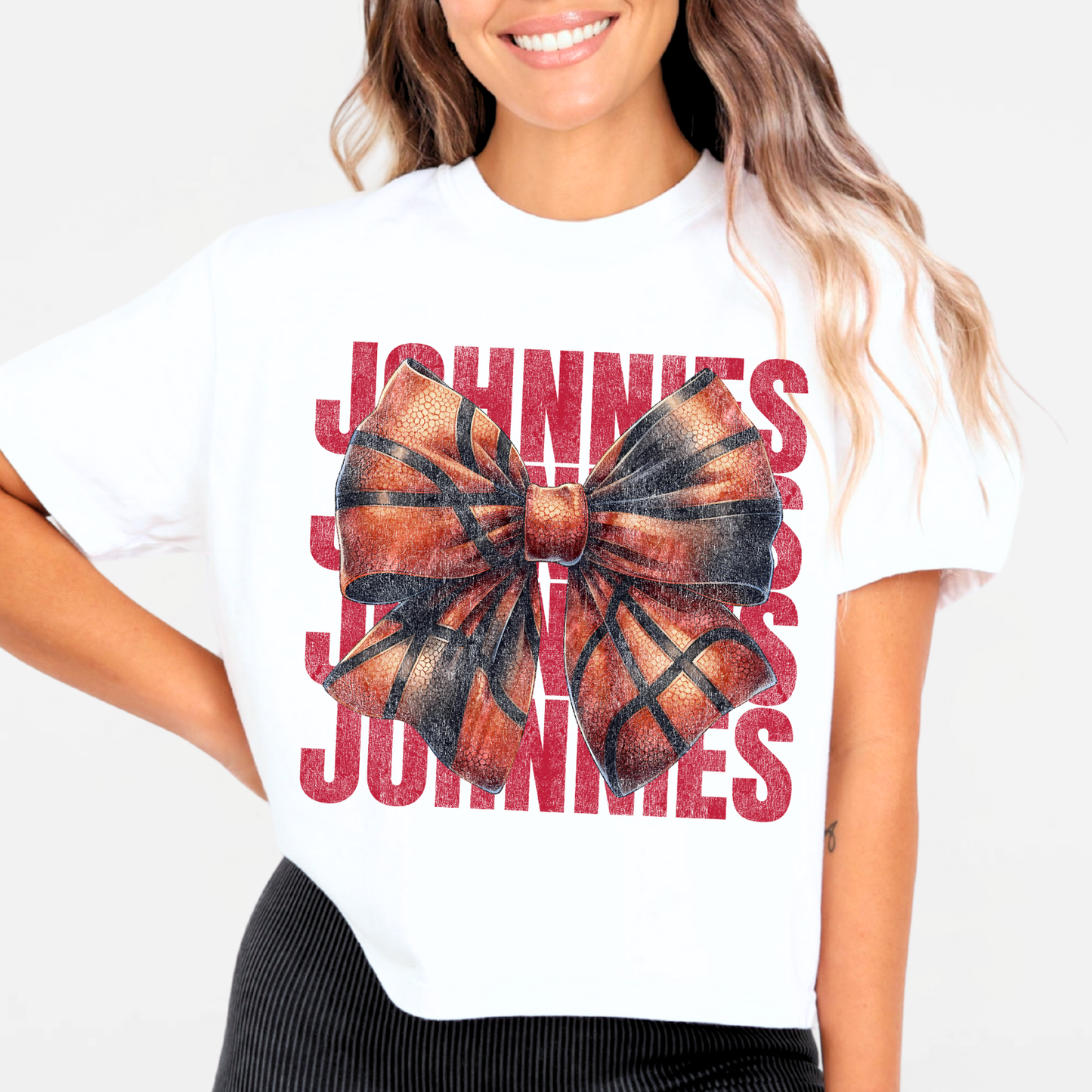 JYAA: Johnnies Basketball Bow *distressed* Women's T-Shirt