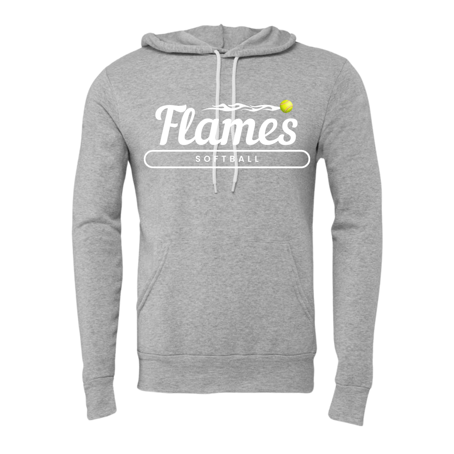 Flames Softball: Unisex Sponge Fleece Hooded Sweatshirt