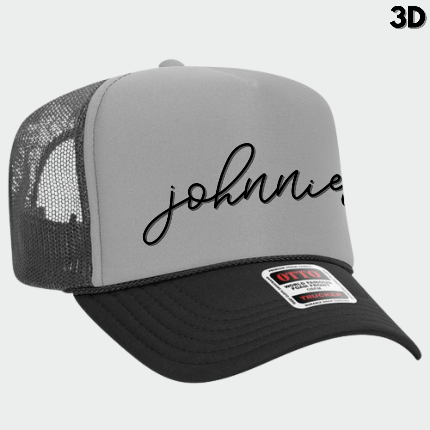 JYAA: Johnnies Thin Script Foam Trucker Hat *3D*