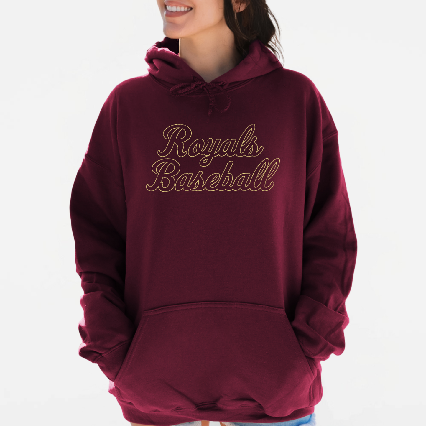 TCR: Royals Baseball Script, Hoodie *Distressed Print*