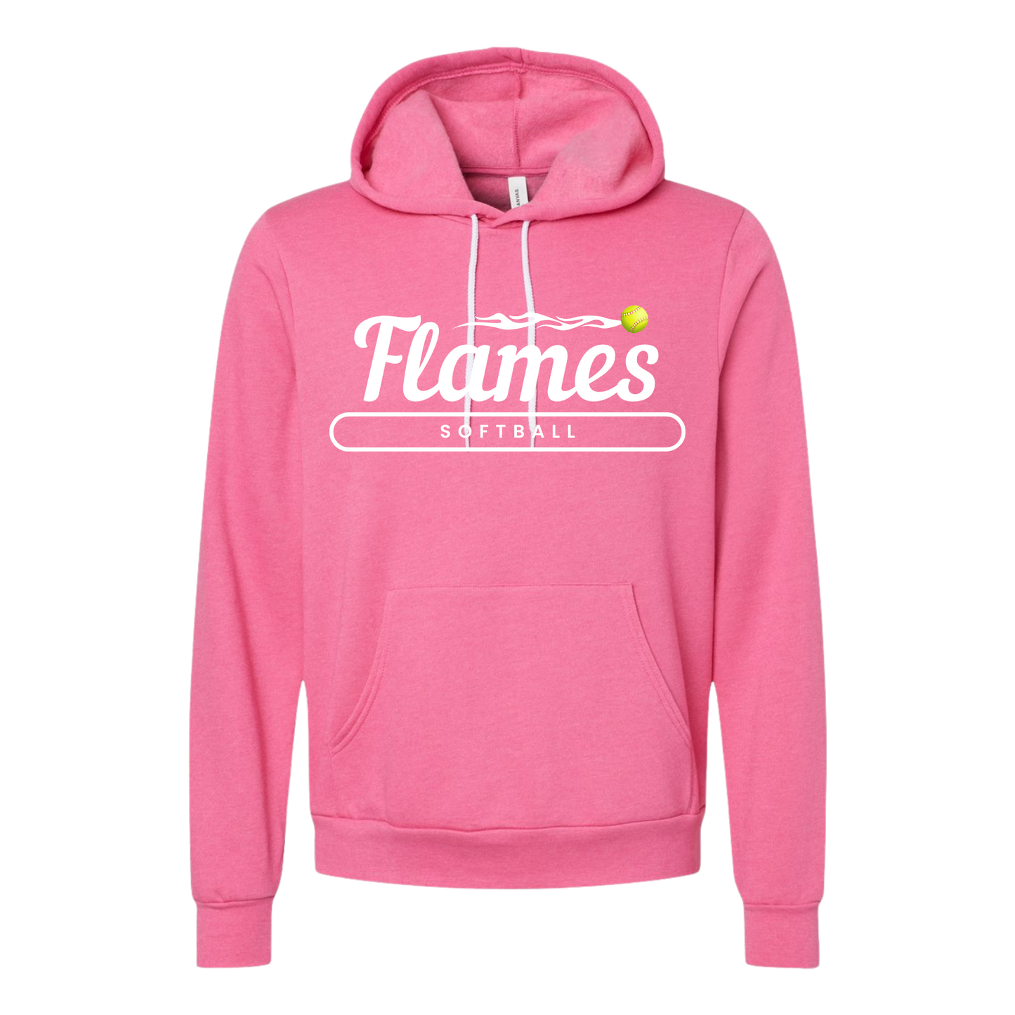 Flames Softball: Unisex Sponge Fleece Hooded Sweatshirt