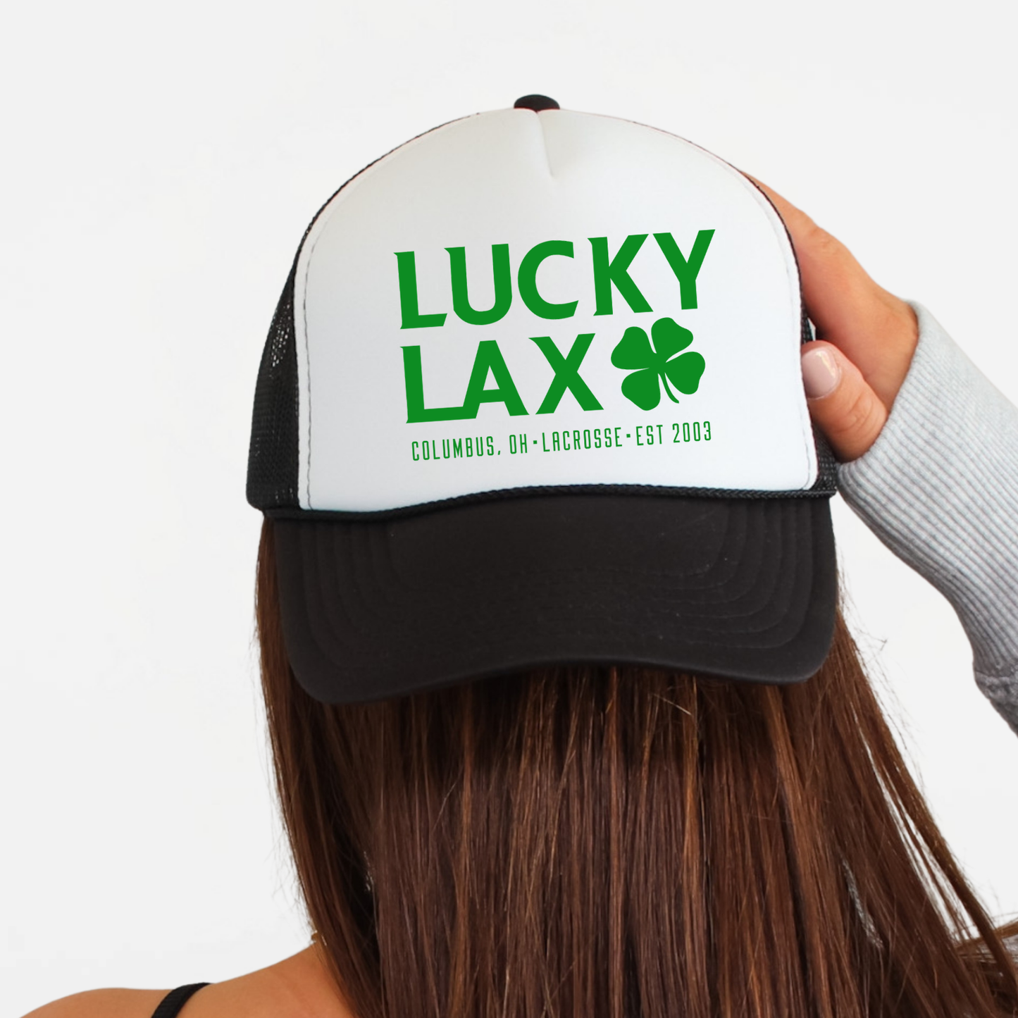 LuckyLax: Stacked Solid Logo Foam Trucker Hat