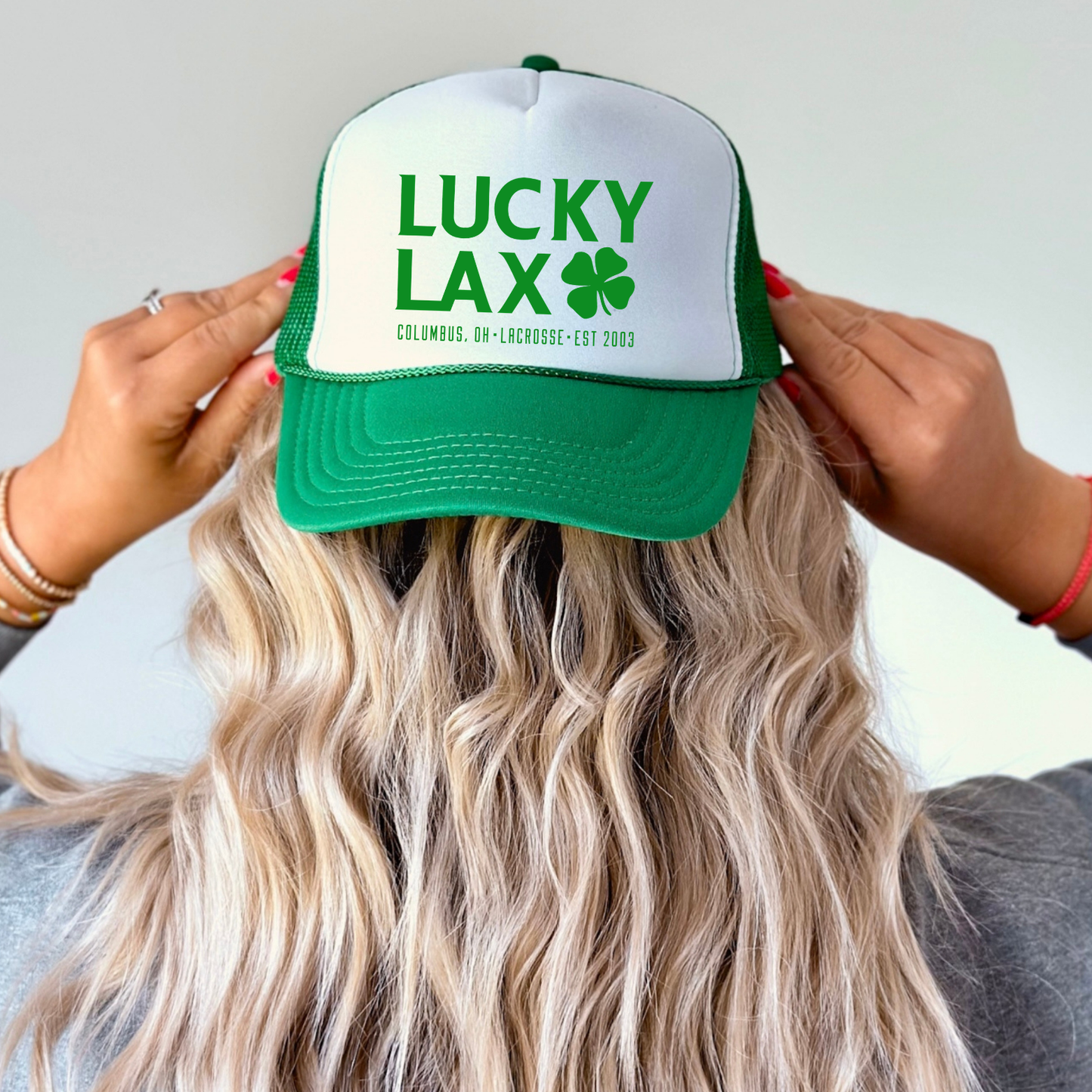 LuckyLax: Stacked Solid Logo Foam Trucker Hat