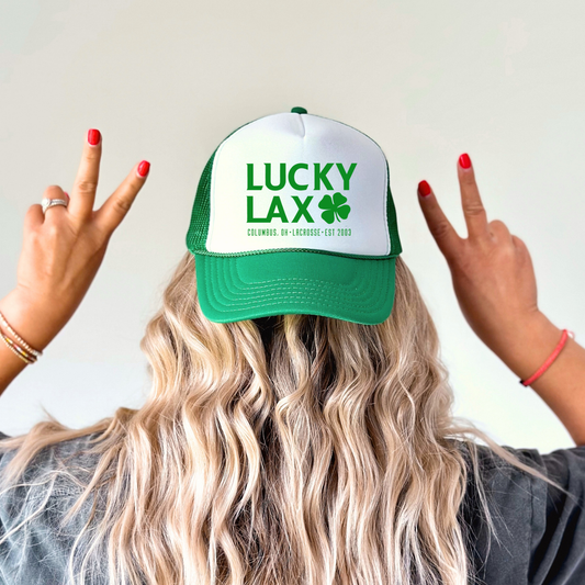 LuckyLax: Stacked Solid Logo Foam Trucker Hat