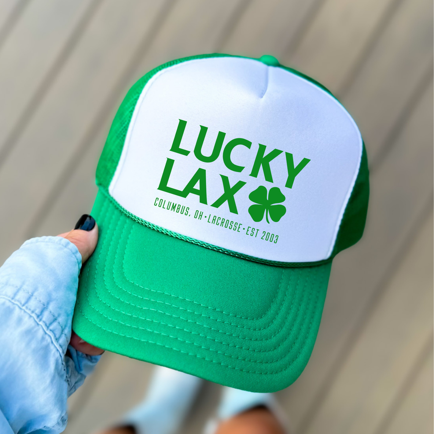 LuckyLax: Stacked Solid Logo Foam Trucker Hat