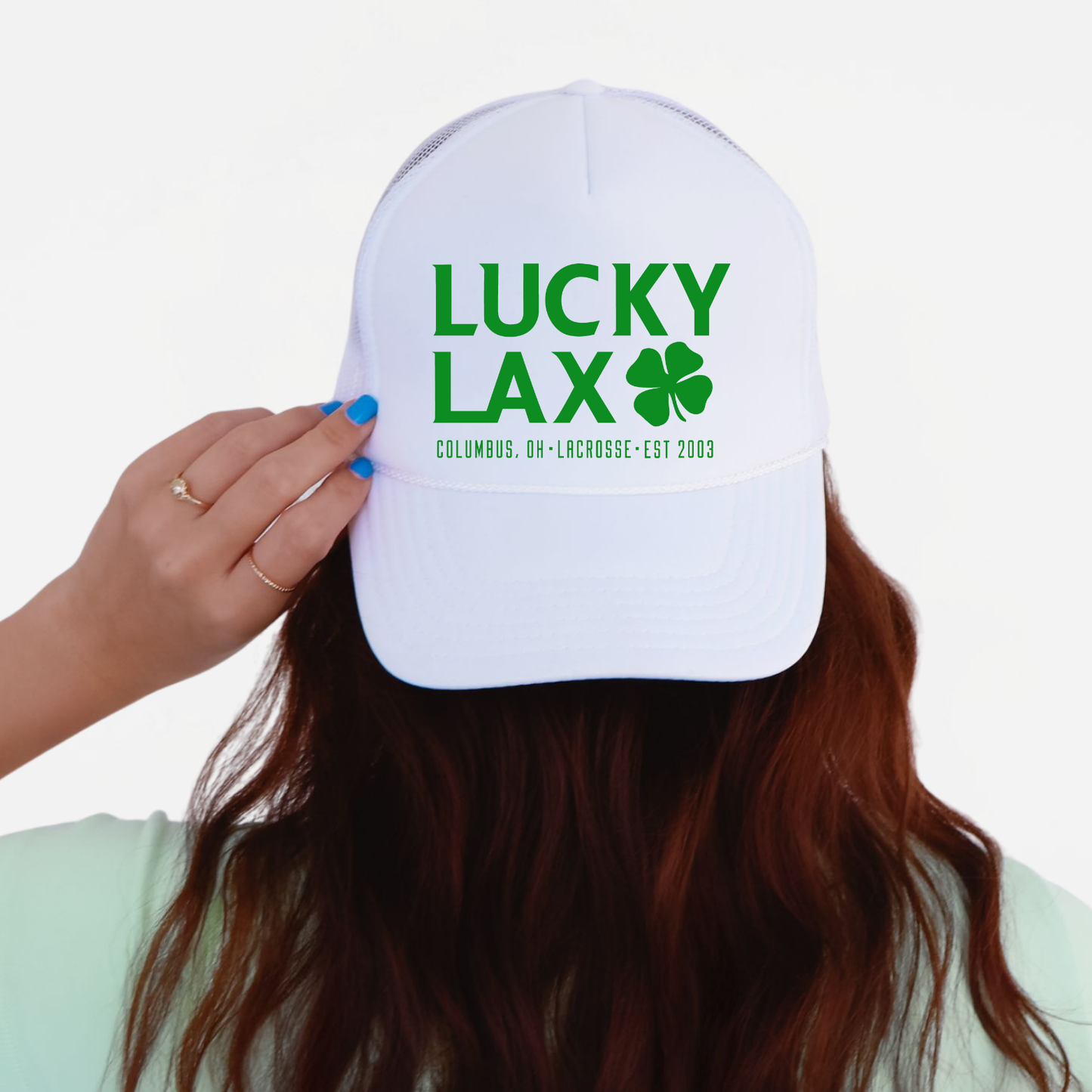 LuckyLax: Stacked Solid Logo Foam Trucker Hat