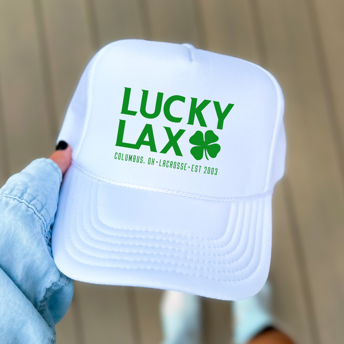 LuckyLax: Stacked Solid Logo Foam Trucker Hat