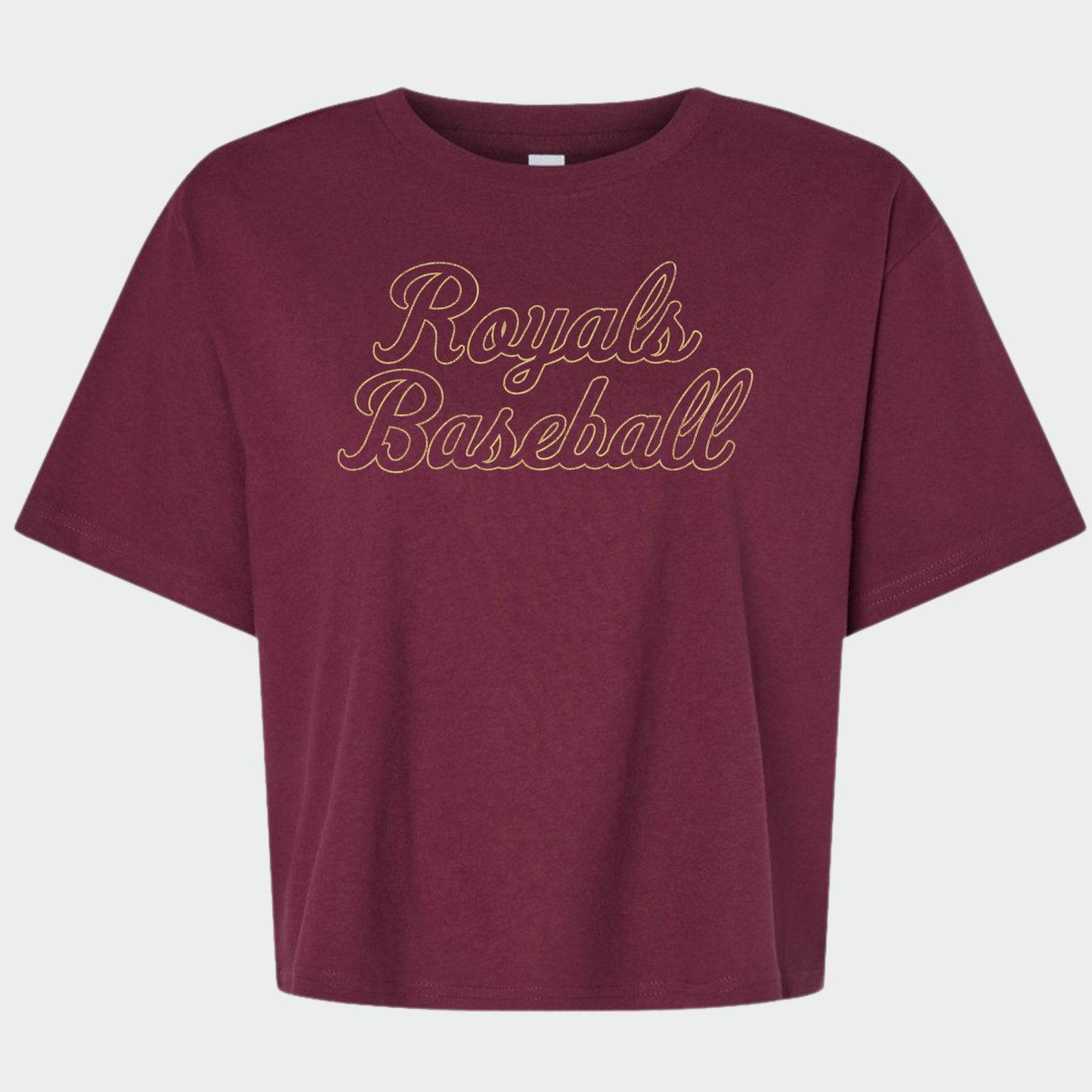 TCR: Royals Baseball Script, Women's Boxy Tee *Distressed Print*