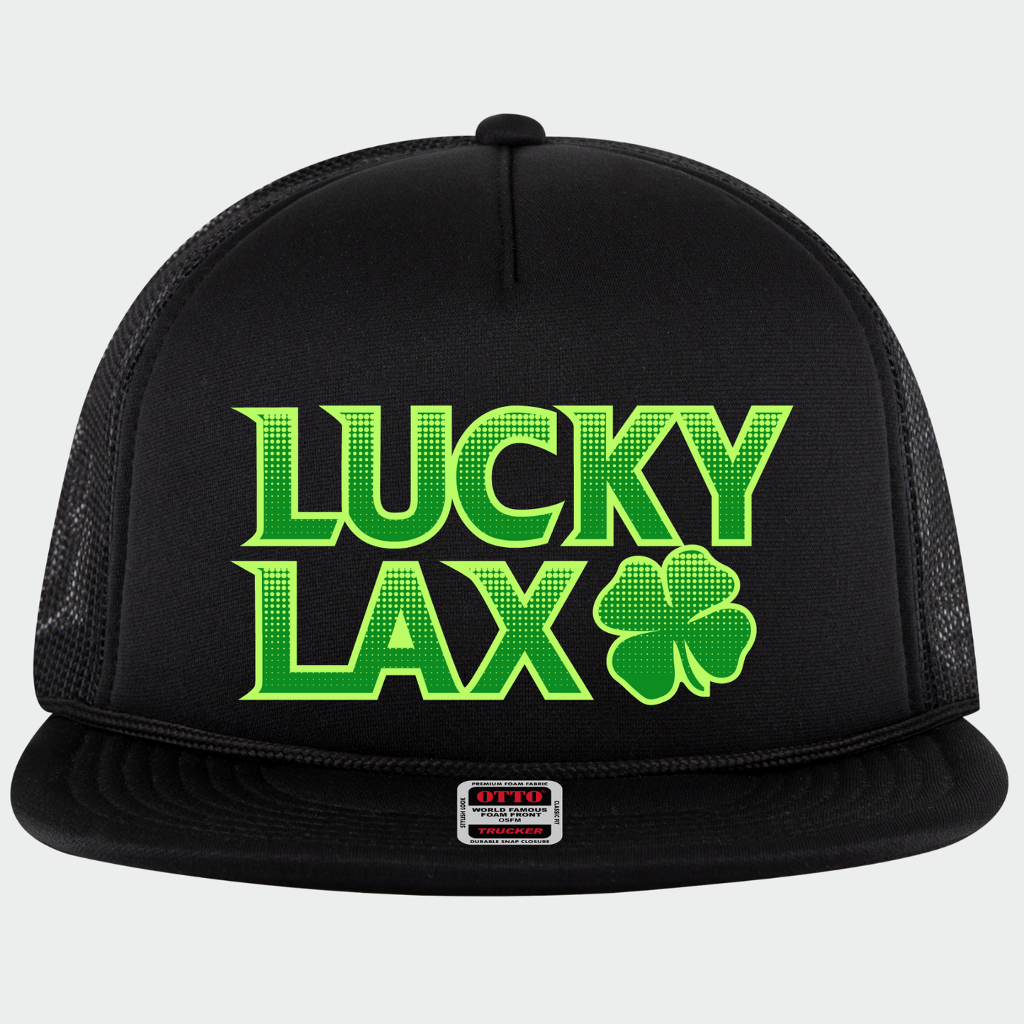 LuckyLax: Stacked Logo Flex-Bill Foam Trucker Hat